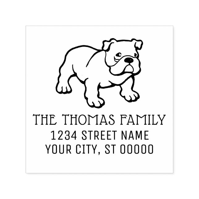 Bulldog-Welpe-Hundename Rücksendeadresse Permastempel (Design)