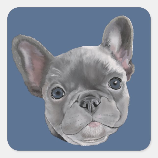 Bulldog Welpe Quadratischer Aufkleber (Vorderseite)