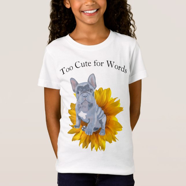 Bulldog Welpe und Sonnenblume T-Shirt (Vorderseite)