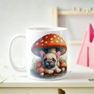 Bulldog Welpe unter dem Pilz Umbrett Kaffeetasse