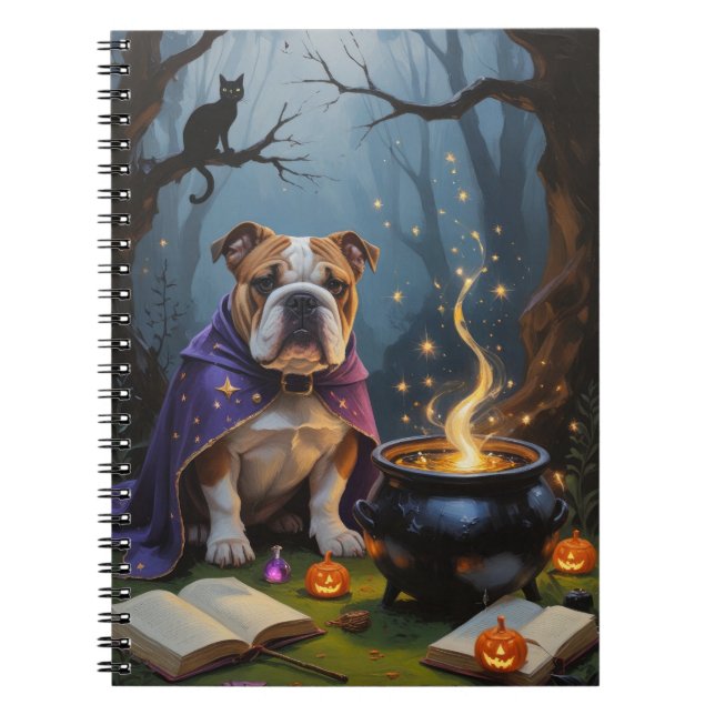 Bulldog Whimsical Halloween Malerei Notizblock (Vorderseite)