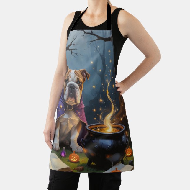 Bulldog Whimsical Halloween Malerei Schürze (InSitu)