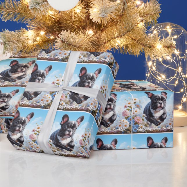 Bulldog & White French Blume Geschenkpapier (Feiertage)