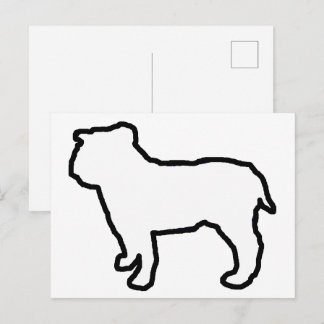 Bulldog White SIlhouette Postkarte