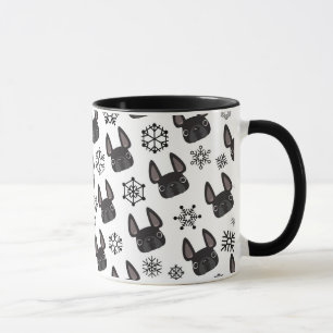 Bulldog Winterwonderland Tasse Schwarz