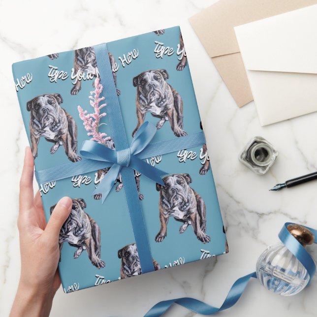Bulldog Wrapping Paper Custom Dog Weihnachtspapier Geschenkpapier (Schenken)