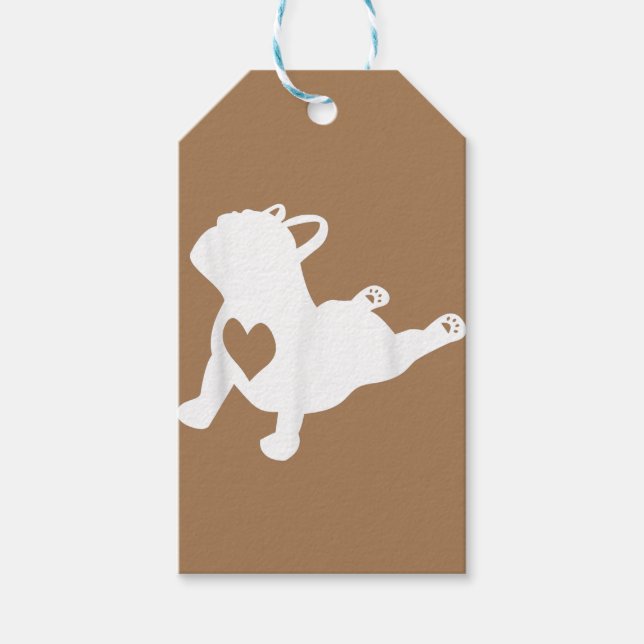 Bulldog Yoga Pose Liebe Herz Workout Geschenk Geschenkanhänger (Vorderseite)