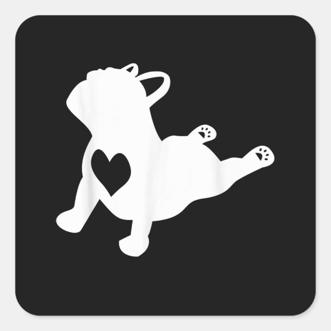 Bulldog Yoga Pose Liebe Herz Workout Geschenk Quadratischer Aufkleber (Vorderseite)