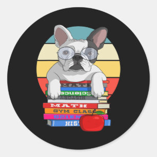 Bulldog zurück zum Buchwurm Runder Aufkleber