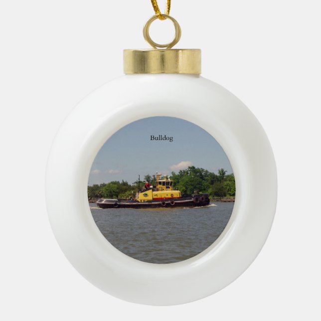 Bulldogball oder Schneeflocke Keramik Kugel-Ornament (Vorderseite)