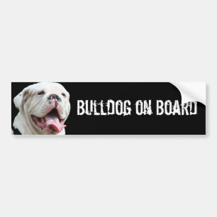 Bulldogge an Bord des weißen Autoaufkleber