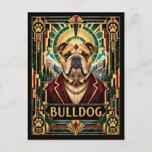 Bulldogge, Art Deco Hund Postkarte