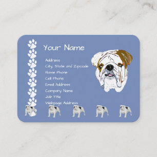 Bulldogge auf Land-Blau mit Pawprints Visitenkarte