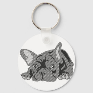 Bulldogge aus Linien Schlüsselanhänger