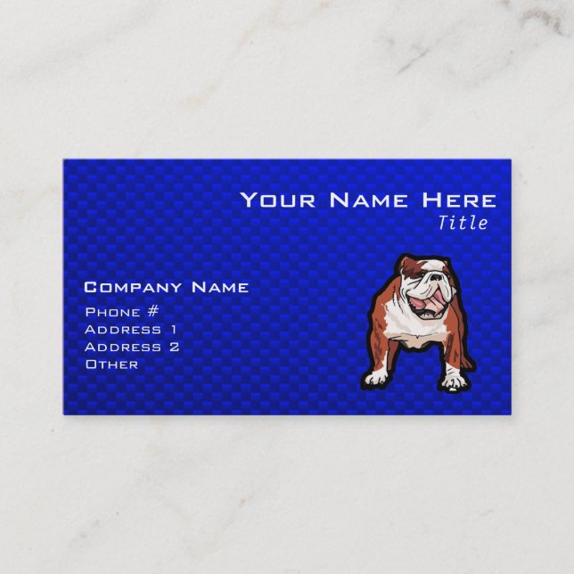 Bulldogge; Blau Visitenkarte (Vorderseite)