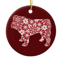 Bulldogge, Boho Weihnachtsschneeflocken