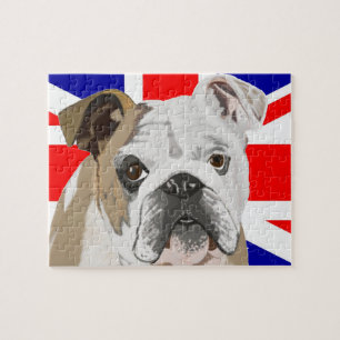 Bulldogge gegen Union Jack Flagge 110 Teile