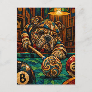 Bulldogge, geometrisches Mosaik Postkarte