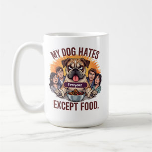 Bulldogge hasst jeden außer lustiger Cartoon über Kaffeetasse