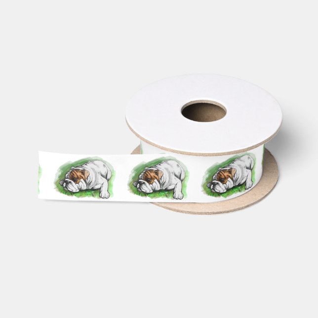 Bulldogge im Gras 1,5 Zoll Satinband (Spule)