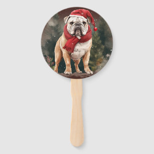 Bulldogge im Schnee Weihnachten Fächer