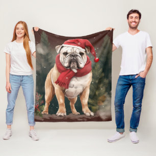 Bulldogge im Schnee Weihnachten Fleecedecke