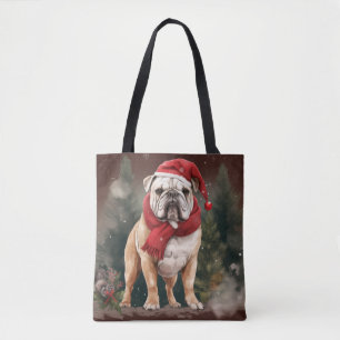 Bulldogge im Schnee Weihnachten Tasche