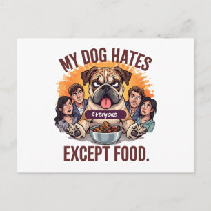 Bulldogge Jeder außer Essen Lustiger Cartoon Postkarte