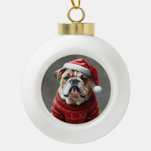 Bulldogge Keramik Kugel-Ornament