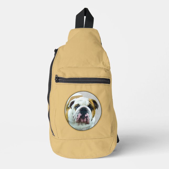 Bulldogge Malerei Rot und Weiß Englische Haustiere Crossbody Bag (Vorderseite)