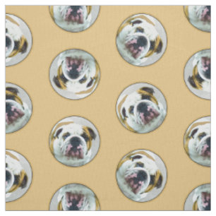 Bulldogge Malerei Rot und Weiß Englische Haustiere Stoff