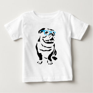 Bulldogge mit blauen Gläsern Baby T-shirt