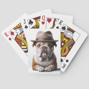 Bulldogge mit einem Fedora-Hut Spielkarten