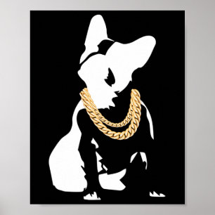 Bulldogge mit Goldkette Poster
