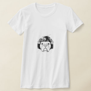 Bulldogge mit Perücke (Stil 8) Fine Art T-Shirt