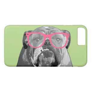 Bulldogge mit rosa Glas-niedlichem lustigem title_seo2