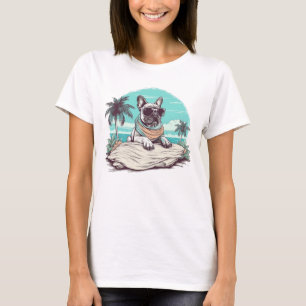 Bulldogge mit Sonnenbrille am Strand T-Shirt