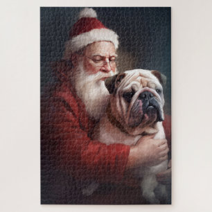 Bulldogge mit Weihnachtsmann Festive Weihnachten