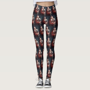 Bulldogge mit Weihnachtsmann Festive Weihnachten Leggings