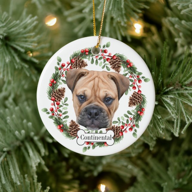 Bulldogge Personalisiert Keramik Ornament (Baum)