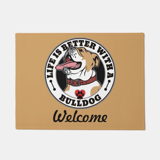 Bulldogge Personalisiertes Leben besser mit einem  Fußmatte (Vorderseite)