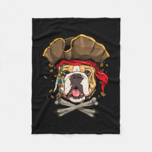 Bulldogge-Pirat-Jolly Roger-Totenkopf-Hundefreund Fleecedecke