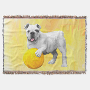 Bulldogge Playing mit Ball Wasserfarbe Art Malerei Decke