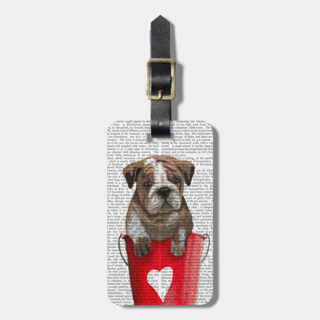 Bulldogge Rot-Liebe Gepäckanhänger (Vorderseite vertikal)