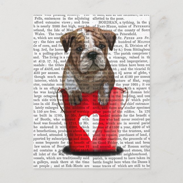 Bulldogge Rot-Liebe Postkarte (Vorderseite)
