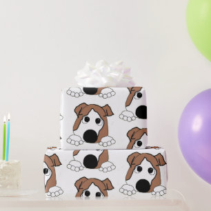 Bulldogge rot und weiß spähende Cartoon Geschenkpapier