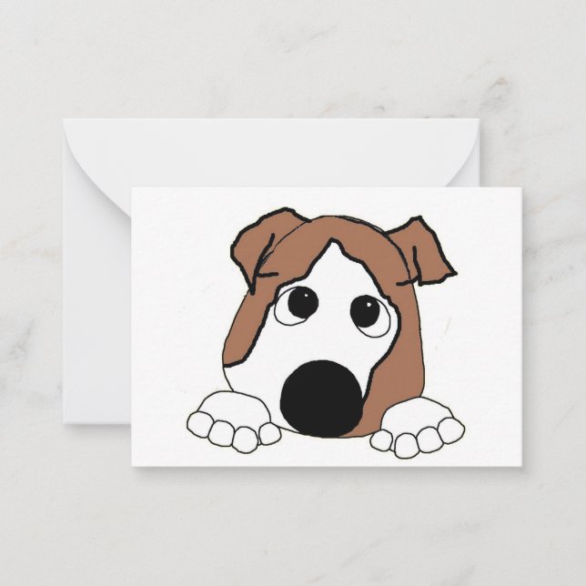 Bulldogge, Rot-Weiß-Pinkel-Cartoon Mitteilungskarte (Vorderseite)