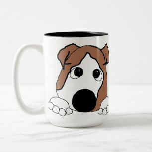 Bulldogge, Rot-Weiß-Pinkel-Cartoon Zweifarbige Tasse