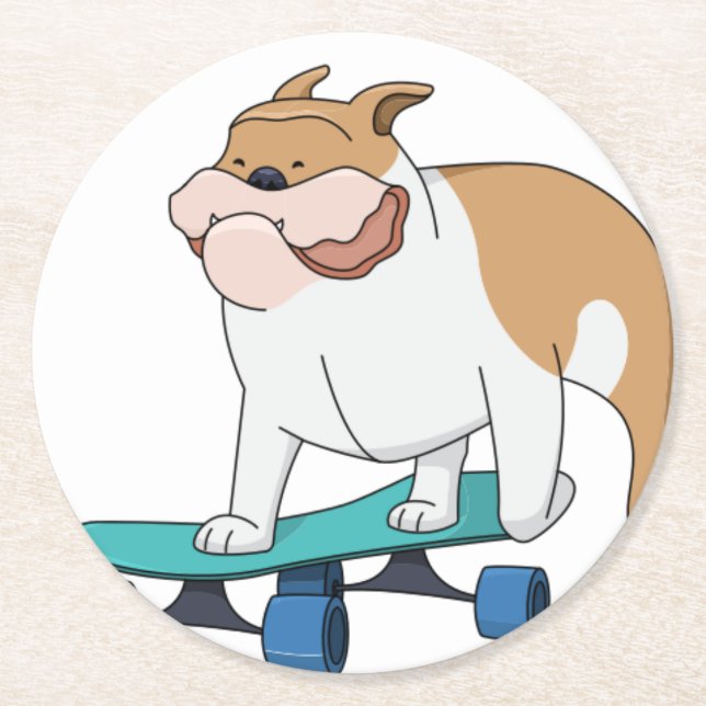 Bulldogge Runder Pappuntersetzer (Vorderseite)