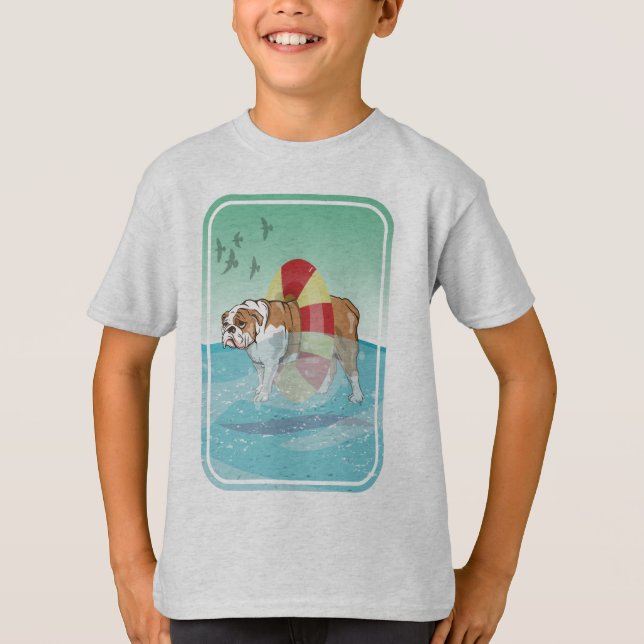 Bulldogge Schwimmen im Meer T-Shirt (Vorderseite)